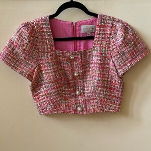Adelyn Rae Cropped Tweed Top - Size Small